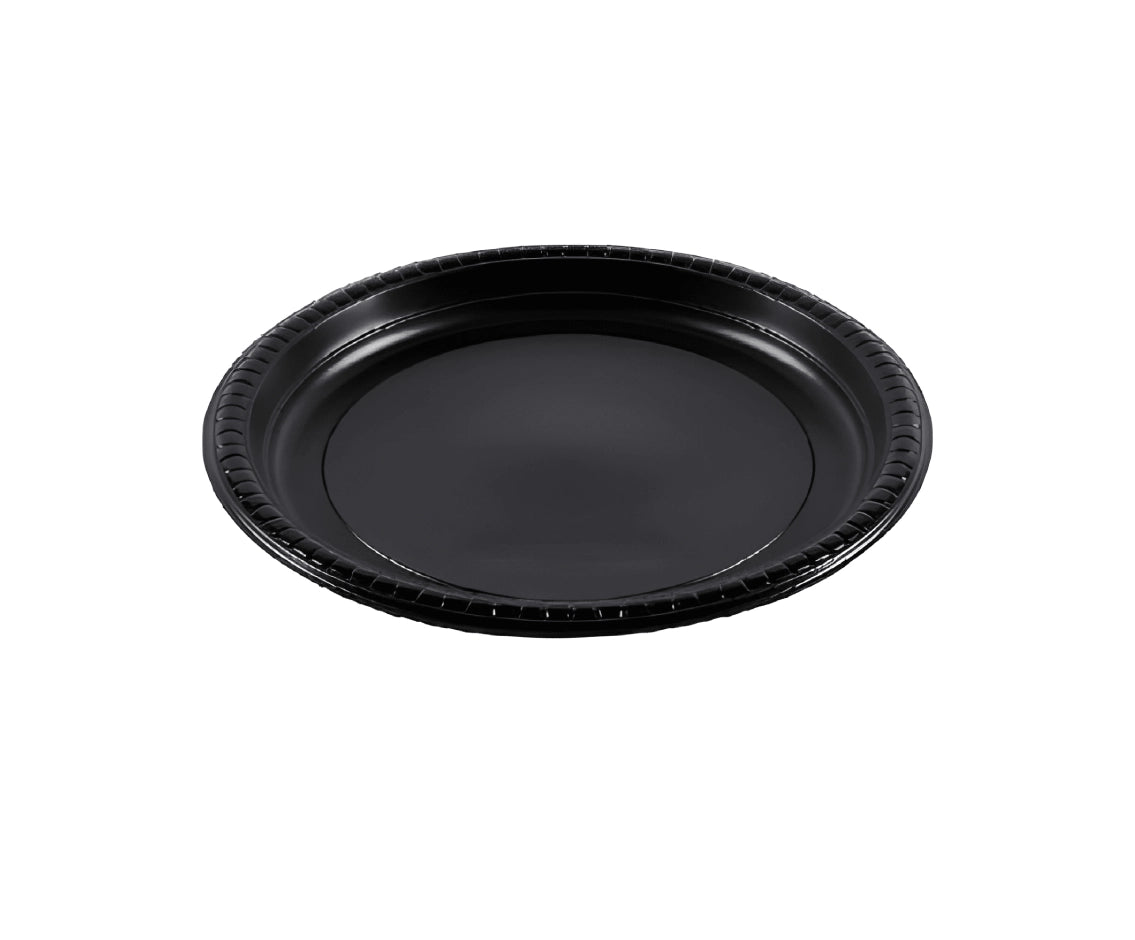 Plastic Round Plate Black  1x500 Pieces