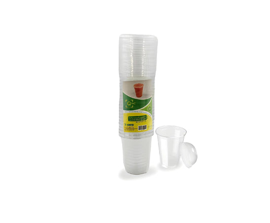 Plastic Clear Pet Cups 8 Oz With Dome Lid Q Pac 1X25 Pieces