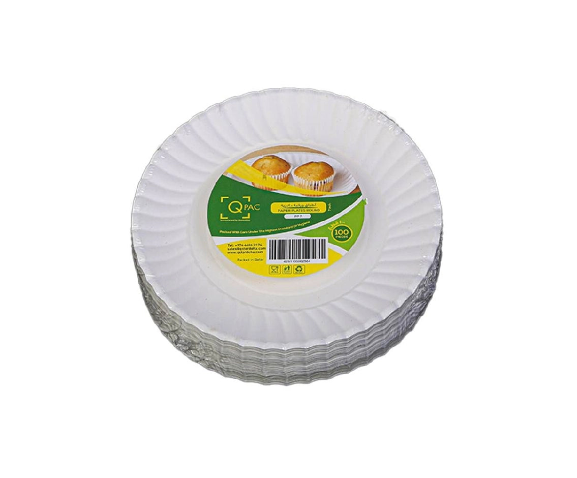 Paper Plate 7 Inch Q Pac 1X100 Pieces