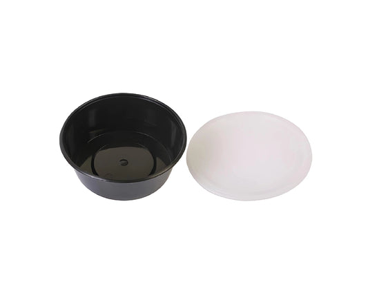 Micro 250Ml Container Round Black + Lid Q Pac 1X5
