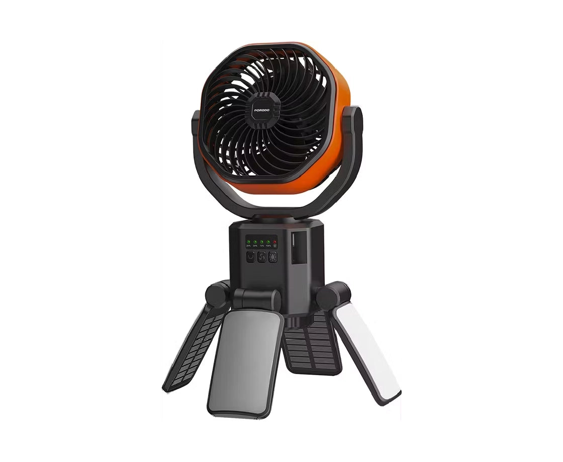 PORODO SUNCHARGE OUTDOOR SOLAR FAN WITH LED LIGHTING & POWER BANK FUNCTION