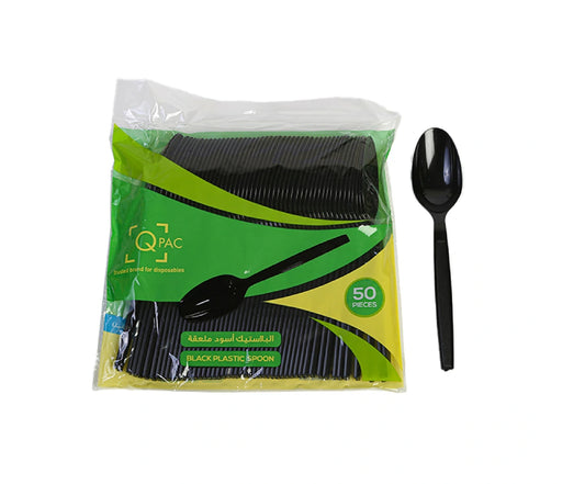 Plastic Spoon Black Q Pac 1X50 Pieces