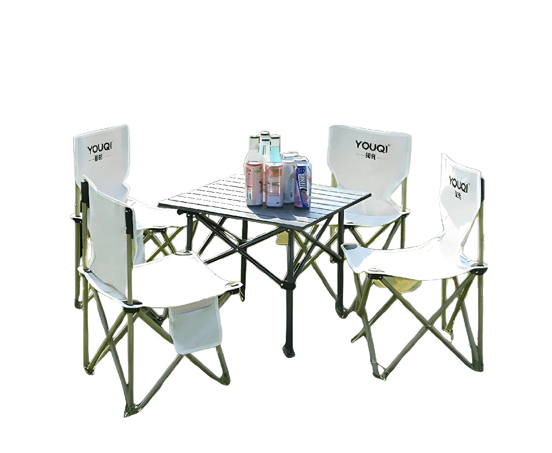 YOUQI Foldable Camping Table and 4pcs Chair Set