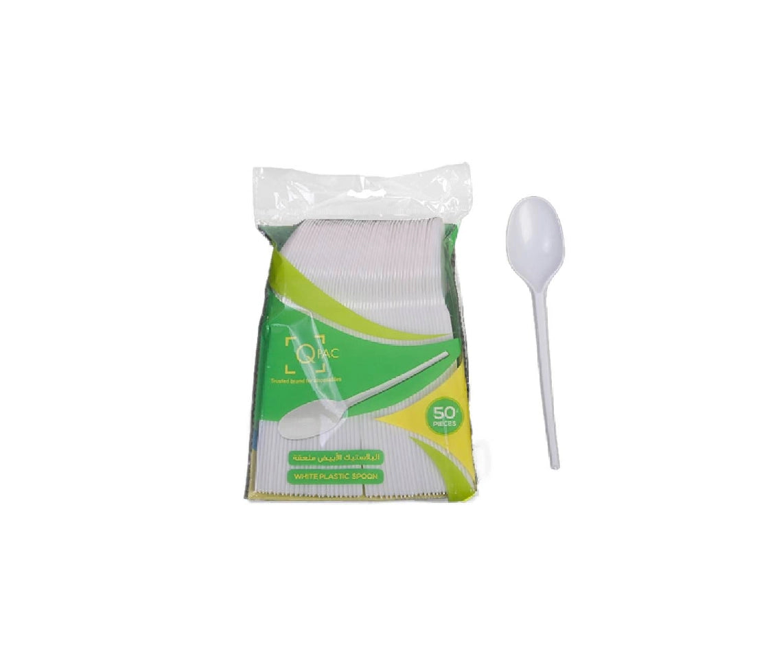 Plastic Spoon White Q Pac 1X50 Pieces