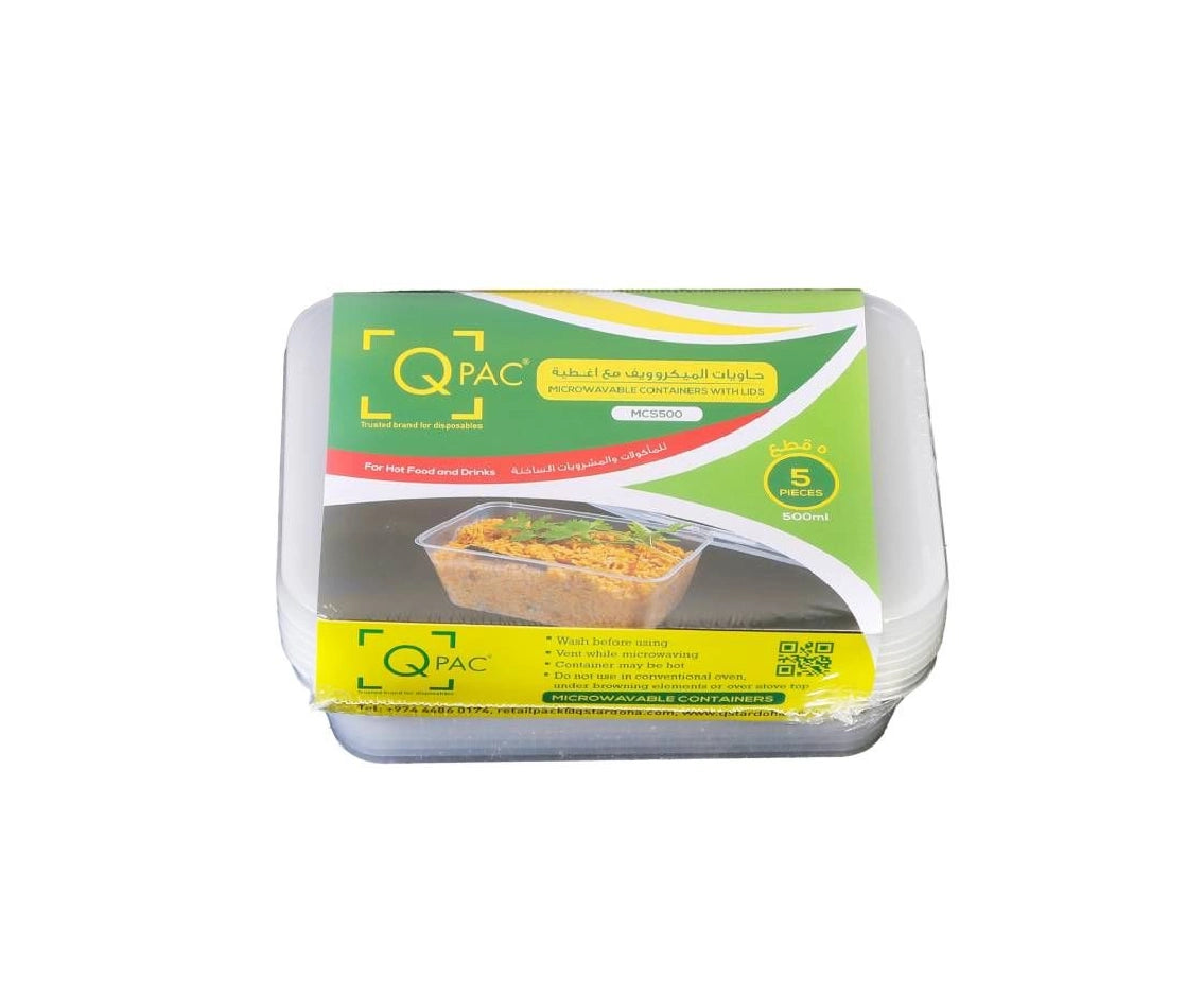 Microwave 650Ml Rectangle Container Q Pac 1X5 Piece