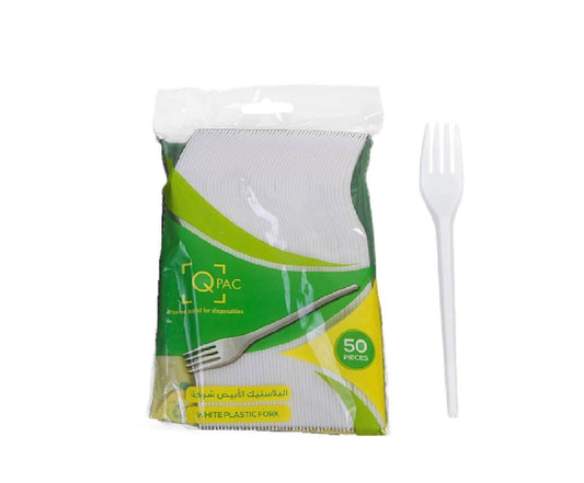 Plastic Fork White Q Pac 1X50 Pieces