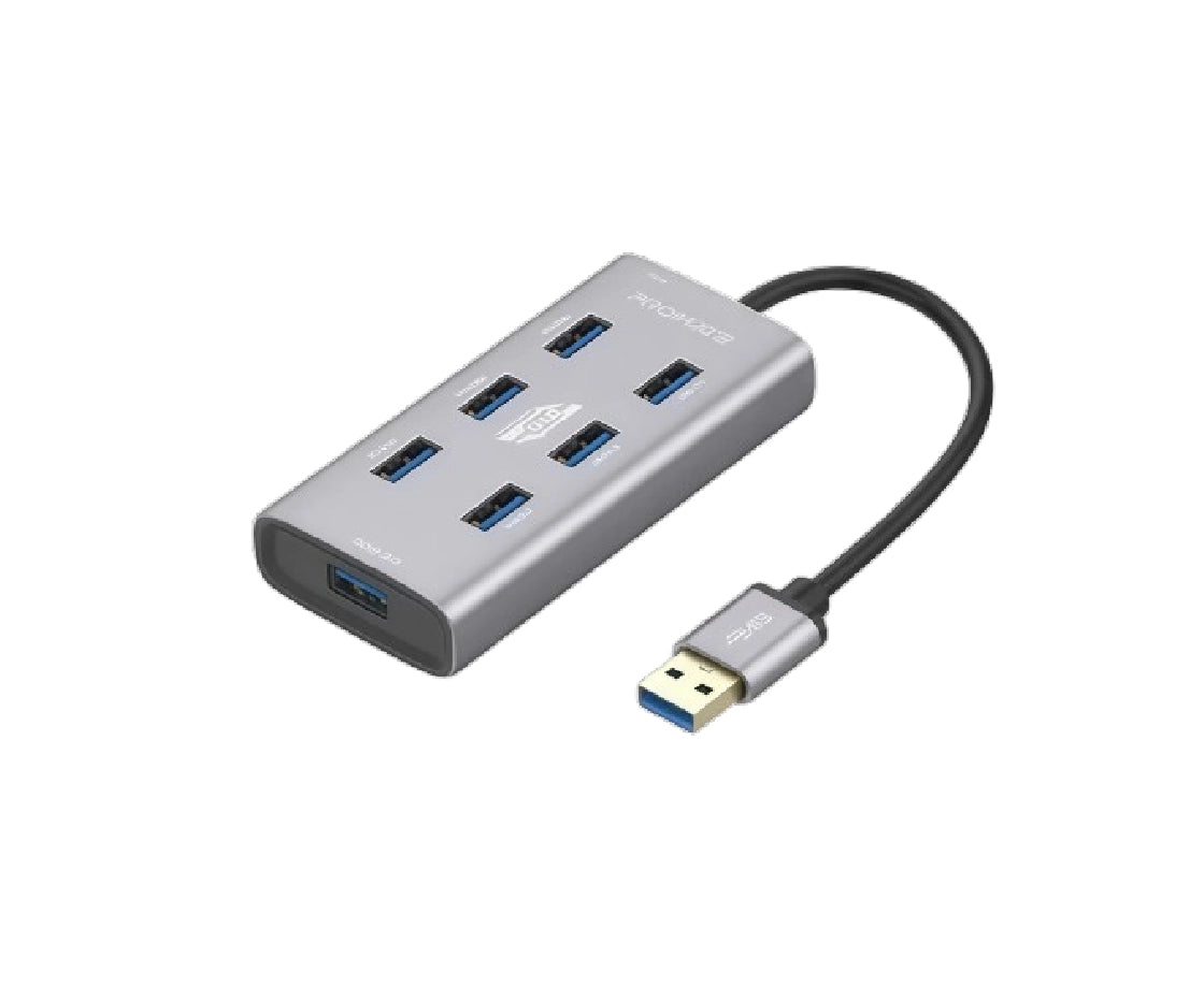 Promate 7 Ports Usb 3.0 Aluminium Alloy Usb Hub With Dual Input
