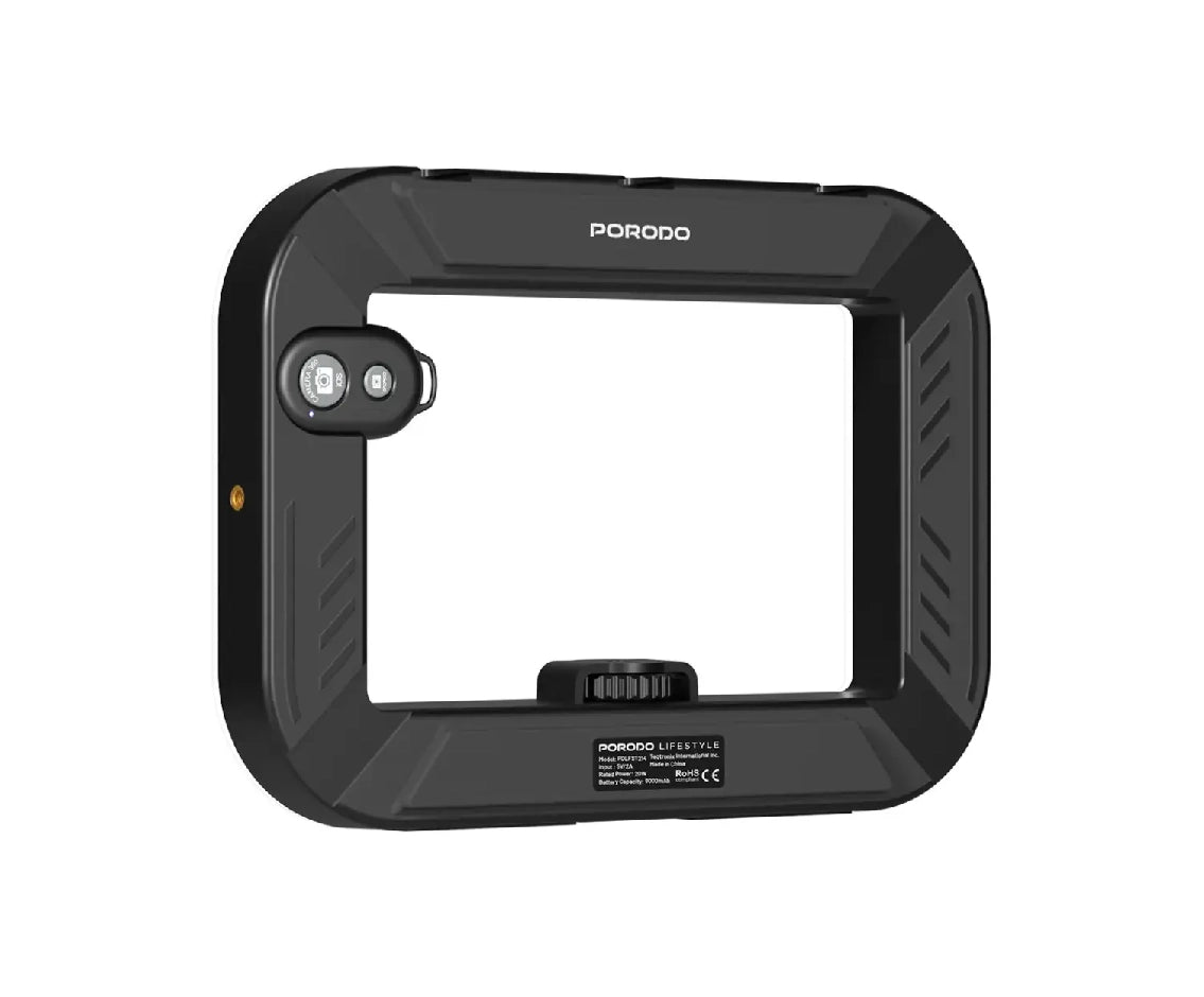 Porodo Lifestyle Handheld Ring Grip Camera and Phone Vlogging Light Desktop Support Phone Clamp