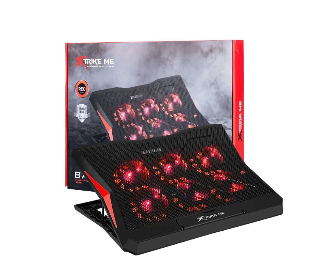 Xtrike Me Fn811 Laptop Cooling Pad Stand – 6 X Red Led Fans – 2 Usb Ports – Support Up 17 Inch