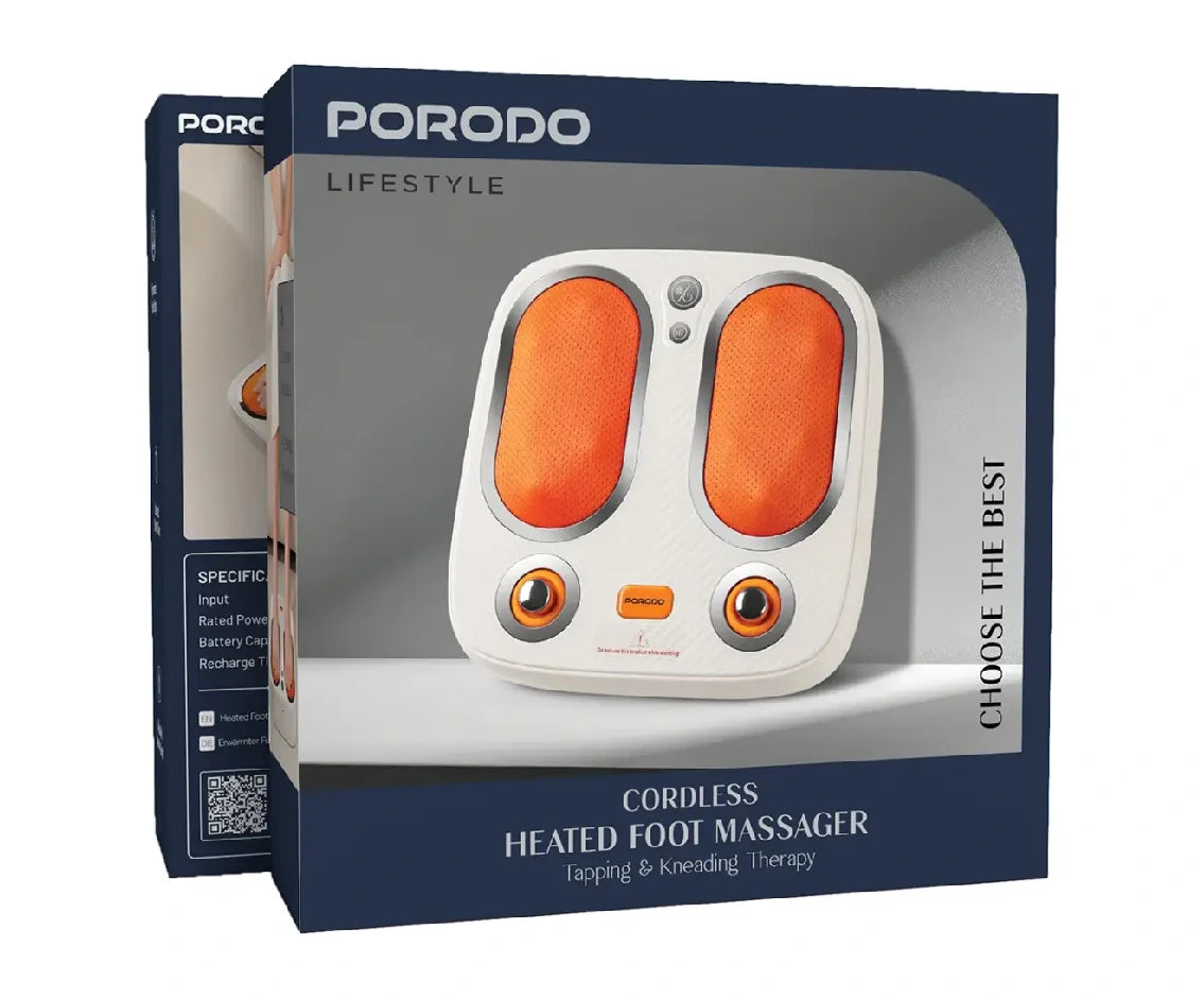 Porodo Cordless Heated Foot Massager  with Tapping and Kneading Therapy