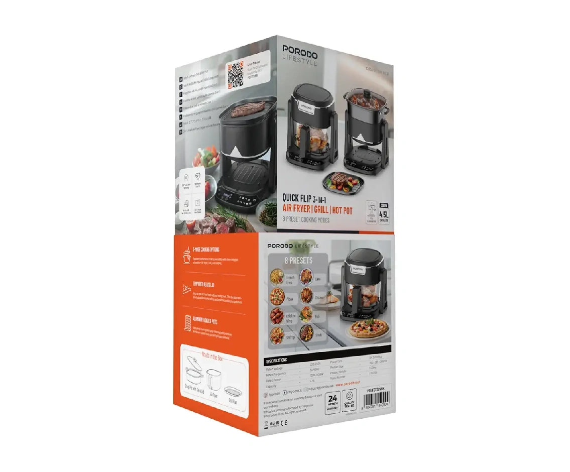 Porodo Lifestyle Dual Design Air Fryer & Grill