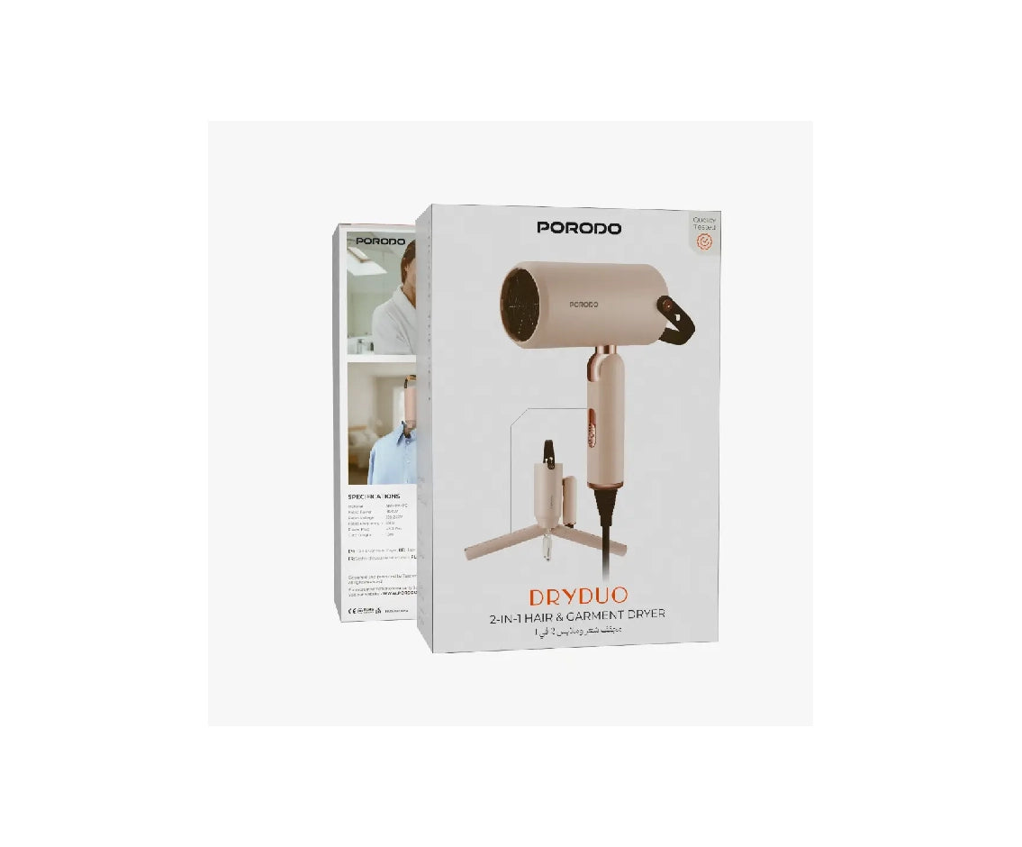 Porodo DryDuo 2-In-1 Hair & Garment Dryer