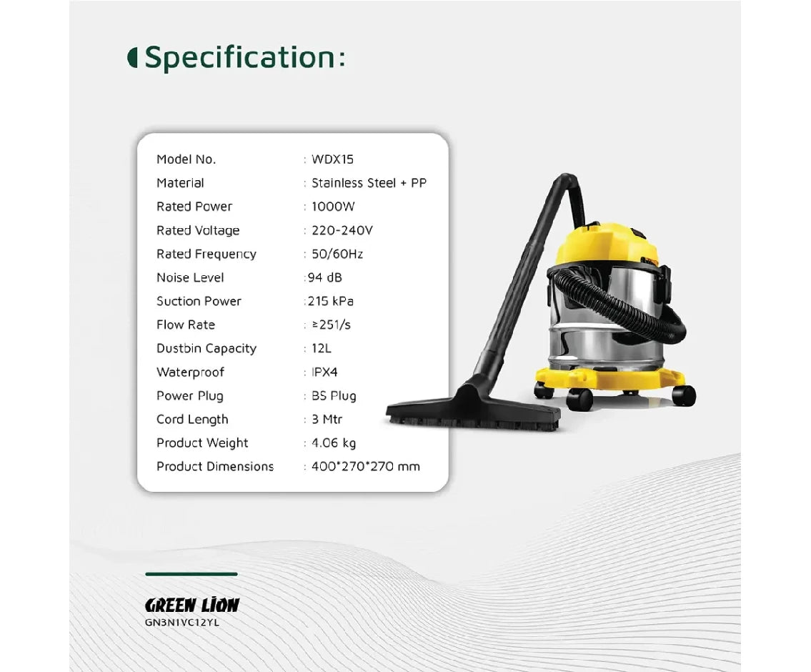 Green Lion Ultra 3 In 1 Vacuum Cleaner 12L