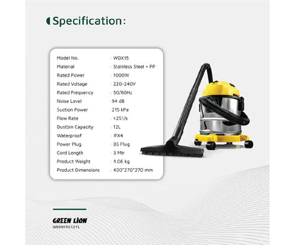 Green Lion Ultra 3 In 1 Vacuum Cleaner 12L
