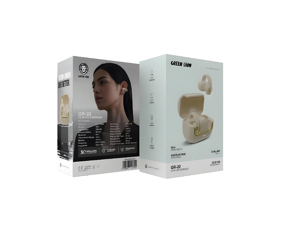 Green Lion GT-22 Clip On Earbuds Cream