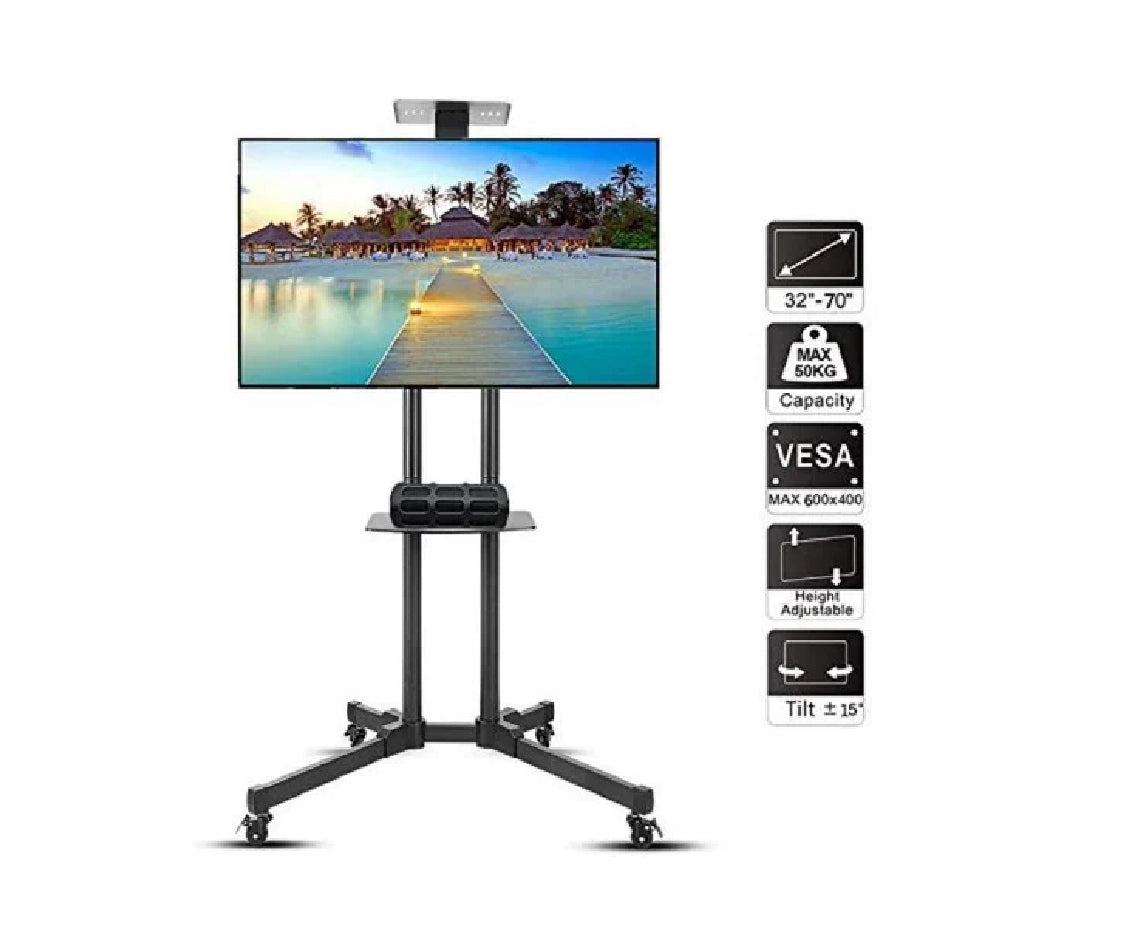 Tv Stand 32" To 70" Adjustable Height Movable Metal Tv Trolley Stand Mount With Wheels