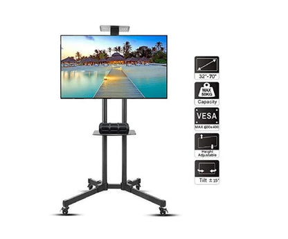 Tv Stand 32" To 70" Adjustable Height Movable Metal Tv Trolley Stand Mount With Wheels