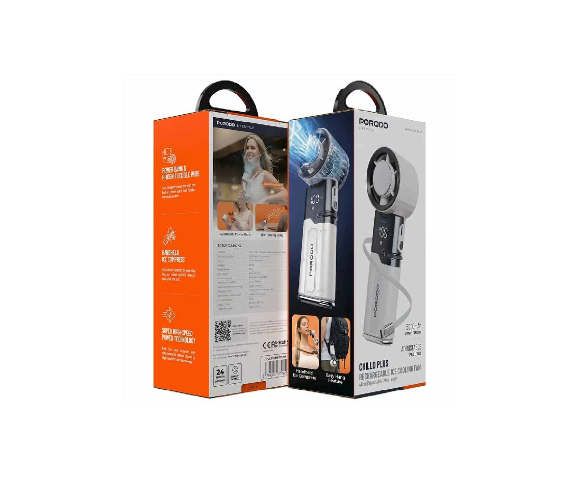 Porodo Lifestyle Chillo Plus Rechargeable Ice Cooling Fan