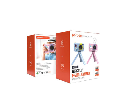 Porodo Kids Digital Camera With Tripod – 1080P Selfie & Vlogging Camera