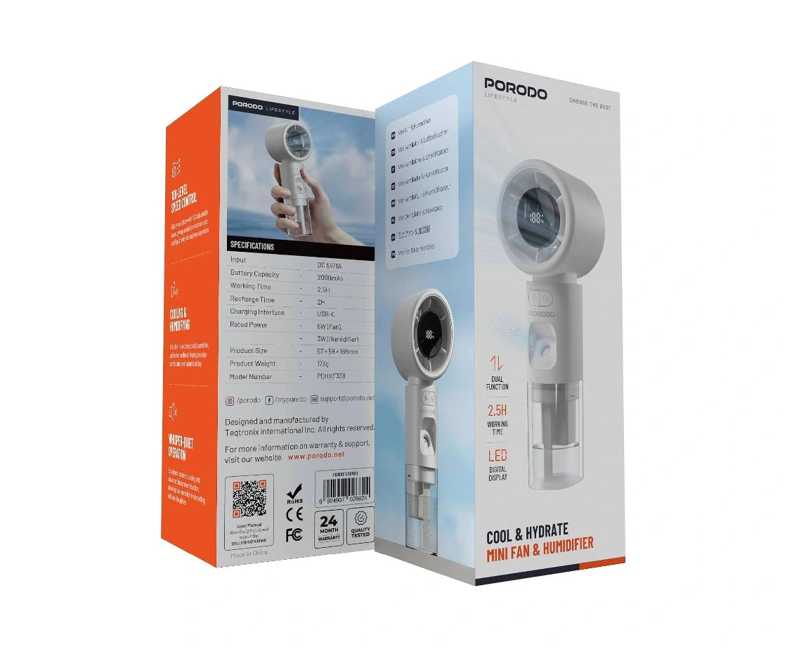 Porodo Cool & Hydrate Mini Fan and Humidifier