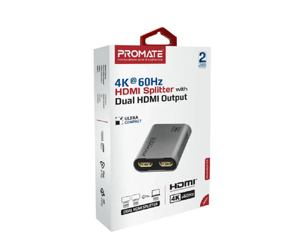 Promate 4k HDMI Splitter With Dual Hdmi Output