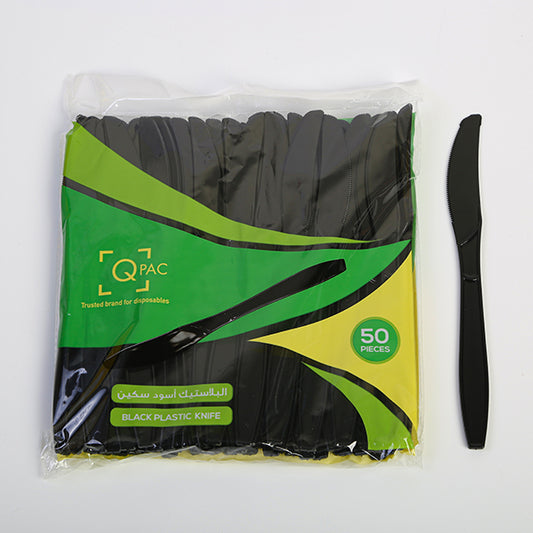 Plastic Knife Black Q Pac 1X50 Pieces